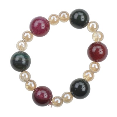 Recycled glass beaded bracelet,