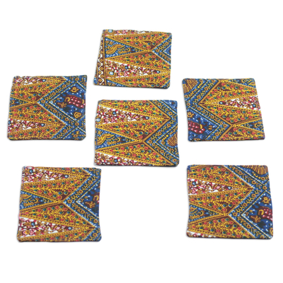 Floral Cotton Coasters from Ghana (Set of 6)