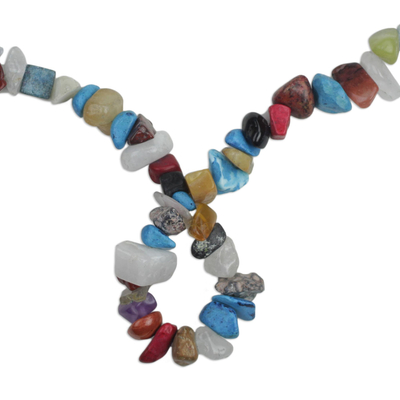 Agate beaded pendant necklace, 'Colors of Love' - Colorful Agate Beaded Pendant Necklace from Ghana