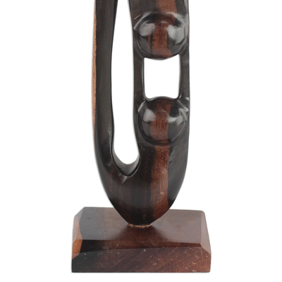 Escultura en madera de ébano - Escultura tallada a mano en madera de ébano de dos figuras de Ghana