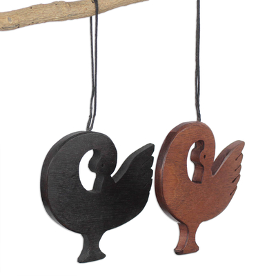Ebony wood ornaments, 'Learn from History' (set of 4) - Handcrafted Ebony Wood Sankofa Ornaments (Set of 4)