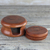 Mahogany coasters, 'Tree Rings' (set of 6) - Round Mahogany Wood Coasters and Container (Set of 6)