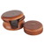 Mahogany coasters, 'Tree Rings' (set of 6) - Round Mahogany Wood Coasters and Container (Set of 6) thumbail