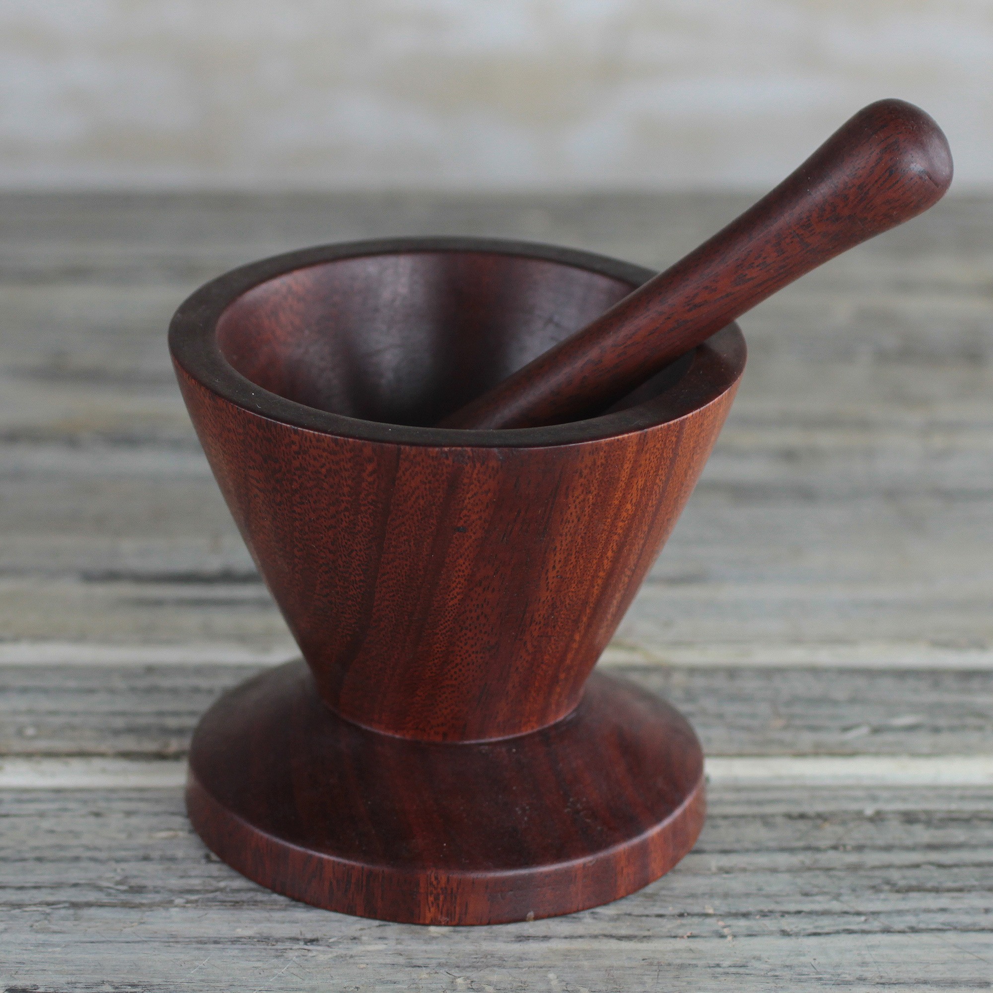 HandCarved Ebony Decorative Mortar and Pestle Set Graceful Lines