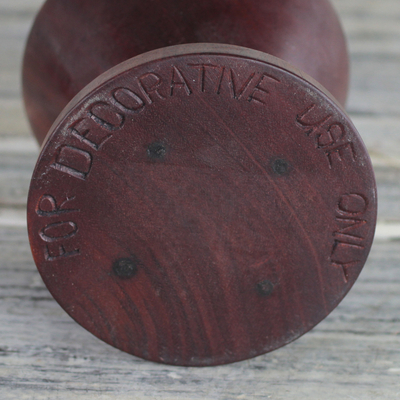 Ebony wood decorative mortar and pestle, 'Graceful Lines' - Hand-Carved Ebony Decorative Mortar and Pestle Set