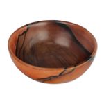 Ebony wood decorative bowl, 'Nature's Richness' - Hand-Carved Polished Ebony Wood Decorative Bowl