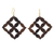 Ebony wood dangle earrings, 'Eban Diamonds' - Square Motif Ebony Wood Dangle Earrings from Ghana thumbail