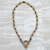 Wood and recycled plastic beaded pendant necklace, 'Chosen Path' - Sese Wood and Recycled Plastic Floral Beaded Long Necklace thumbail