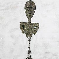 Fiberglass wall sculpture, 'King's Visage' - Unique Fiberglass Wall Sculpture Made in Ghana