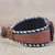 Leather wristband bracelet, 'Ghanaian Symbol' - Leather Wristband Bracelet with Wooden Accent (image 2b) thumbail