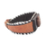 Leather wristband bracelet, 'Ghanaian Symbol' - Leather Wristband Bracelet with Wooden Accent (image 2c) thumbail