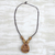 Wood pendant necklace, 'Somemu' - Engraved Sese Wood Bird Beaded Pendant Necklace (image 2b) thumbail