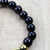 Recycled glass bead stretch bracelets, 'Ebony Duo' (pair) - Black and Gold Recycled Bead Stretch Bracelets (Pair) (image 2c) thumbail