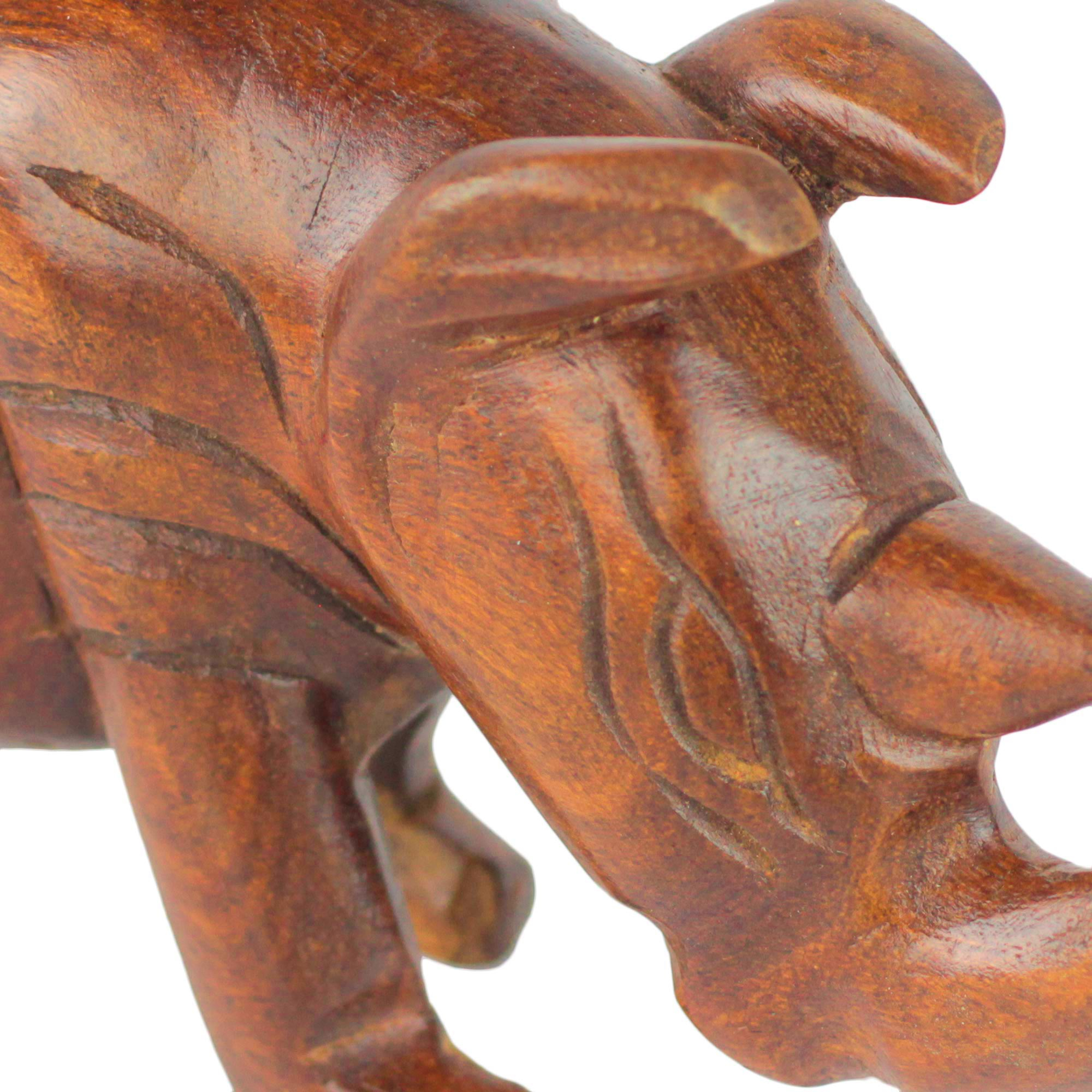 Hand Carved Rhinoceros Sese Wood Sculpture From Ghana Roaming Rhinoceros NOVICA