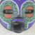 Afrikanische Holzmaske mit Perlen - Mehrfarbige afrikanische Maske aus recycelten Glasperlen und Sese-Holz