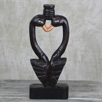 Escultura de madera - Escultura de madera de Sese de dos patos de Ghana