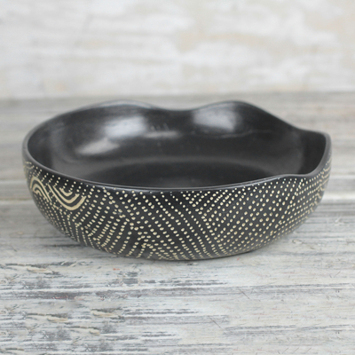 Wood decorative bowl, 'Dotted Caretaker' - Handmade Wood Decorative Bowl Crafted in Ghana