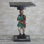 Cedar wood accent table, 'African Drummer' - Cedar Wood Accent Table of an African Drummer from Ghana