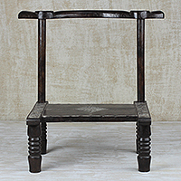 Wood decorative stool, 'Guro Festivity'