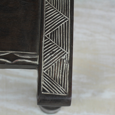 Wood decorative stool, 'Guro Festivity' - Handcrafted Guro Decorative Wood Stool from Ghana