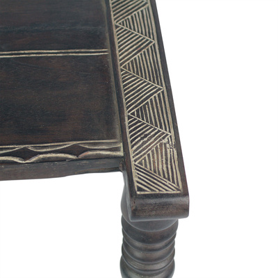Wood decorative stool, 'Guro Festivity' - Handcrafted Guro Decorative Wood Stool from Ghana