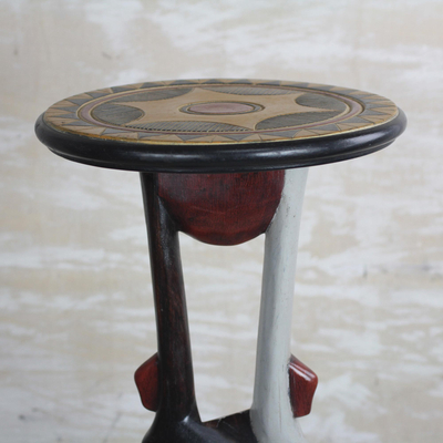 Wood accent table, 'African Twist' - Twist Motif Cedar Wood Accent Table Crafted in Ghana