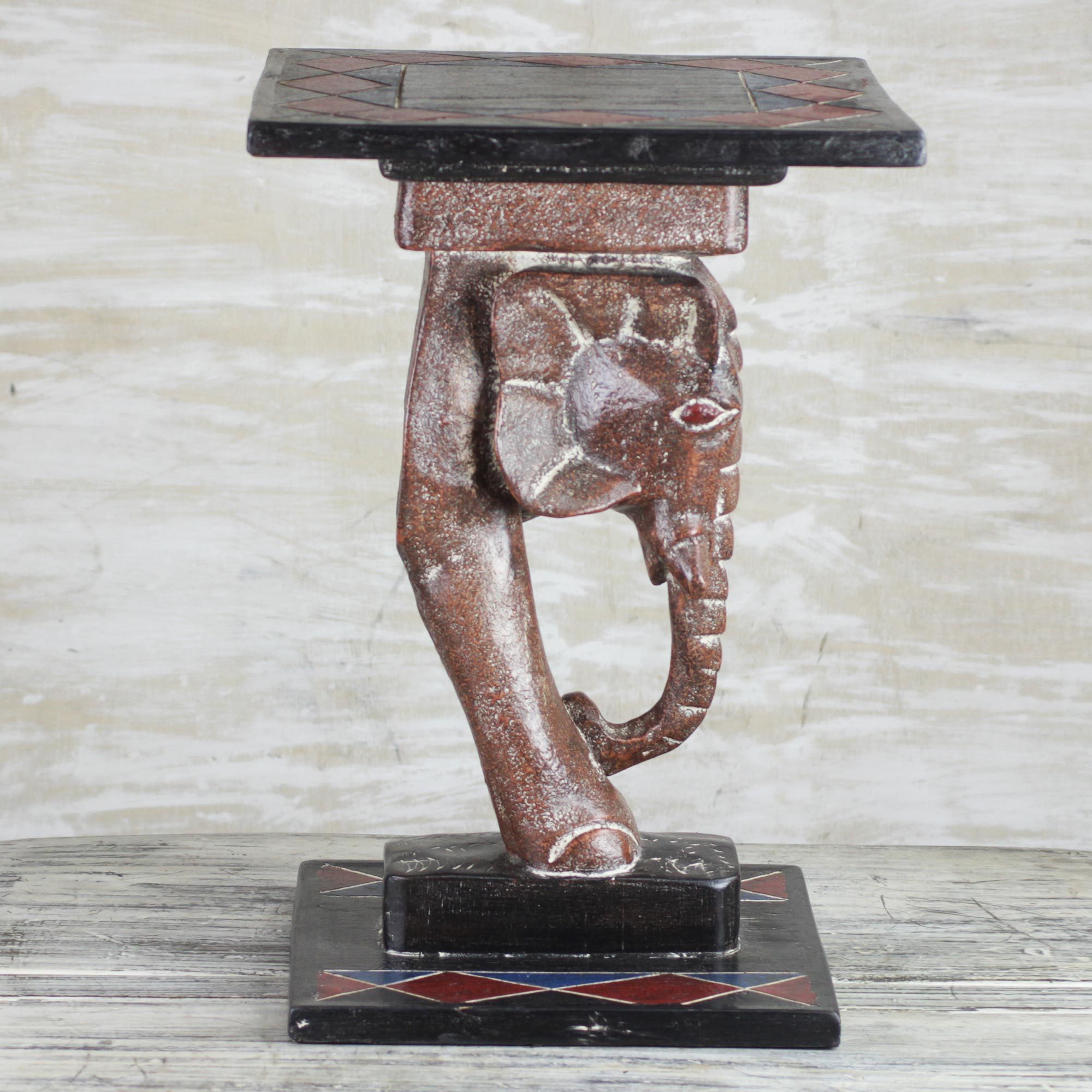 Cedar Wood Elephant Accent Table Crafted in Ghana Elephant Step NOVICA