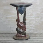 Cedar wood accent table, 'Good Twist' - Rustic Cedar Wood Accent Table from Ghana