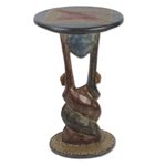 Cedar wood accent table, 'Good Twist' - Rustic Cedar Wood Accent Table from Ghana