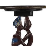 Cedar wood accent table, 'Familial Love' - Cedar Wood Accent Table of Two People from Ghana