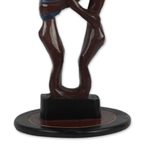 Cedar wood accent table, 'Familial Love' - Cedar Wood Accent Table of Two People from Ghana
