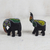 Recycled glass beaded wood figurines, 'Eco Elephants' (pair) - Recycled Glass Beaded Wood Elephant Figurines (Pair)