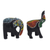 Recycled glass beaded wood figurines, 'Eco Elephants' (pair) - Recycled Glass Beaded Wood Elephant Figurines (Pair)