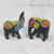 Recycled glass beaded wood figurines, 'Embellished Elephants' (pair) - Recycled Glass Beaded Wood Elephant Figurines (Pair)