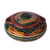 Dekorativer Krug aus Holz, 'Colors of Home - Handgefertigter dekorativer Holzkrug in Rot, Grün, Gelb mit Deckel