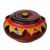 Tarro decorativo de madera - Tarro de madera decorativo con tapa, diseño de rayos de sol rojo y amarillo