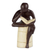 Wood sculpture, 'Thoughtful Reader' - Sese Wood Sculpture of a Reading Person from Ghana (image 2a) thumbail