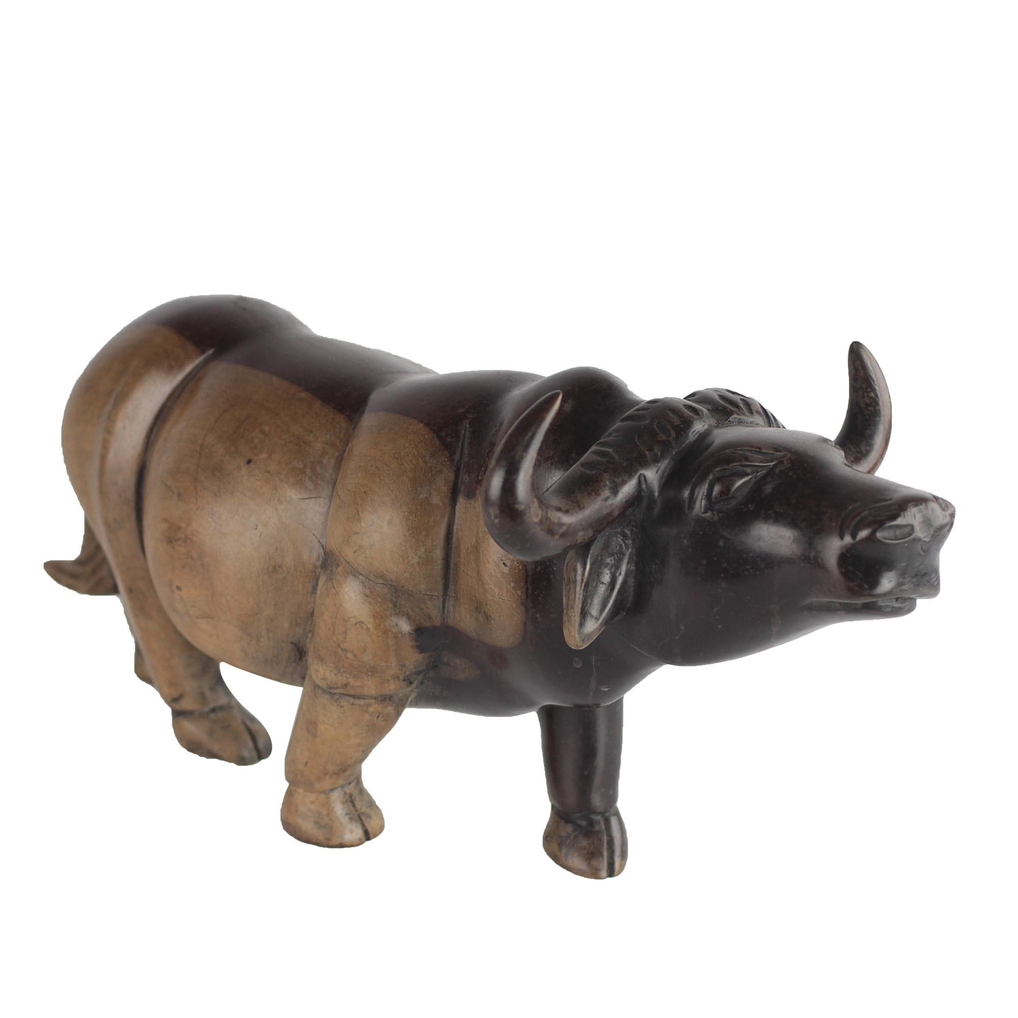 Ebony Wood Water Buffalo Sculpture from Ghana - Lowing Water Buffalo ...