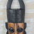 African wood mask, 'Horned Leader' - Golden Brown and Black Horn Motif Decorative Wall Mask