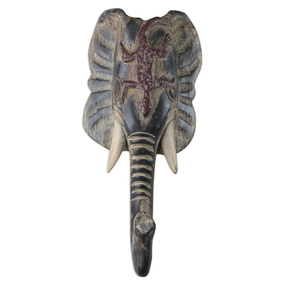 African Wood Lizard and Elephant Mask from Ghana