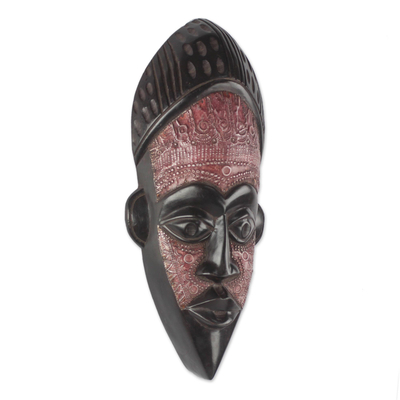 Afrikanische Holzmaske - Afrikanische Maske aus Sese-Holz und Aluminium aus Ghana