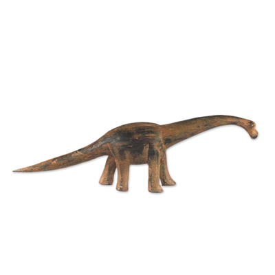 Wood sculpture, 'Rustic Dino' - Rustic Sese Wood Sculpture of a Dinosaur from Ghana