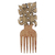 Wood decorative comb, 'Rustic Funtumfumfu' - Decorative Sese Wood Adinkra Comb from Ghana