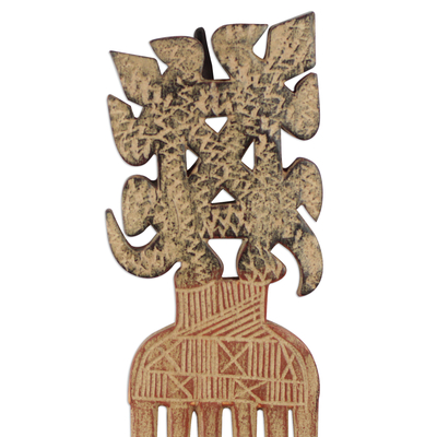 peine decorativo de madera - Peine decorativo Adinkra de madera de Sese de Ghana