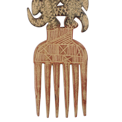 peine decorativo de madera - Peine decorativo Adinkra de madera de Sese de Ghana