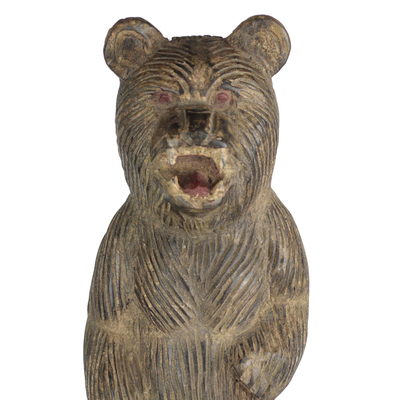 Wood sculpture, 'Roaring Bear' (11 inch) - Hand-Carved Rustic Wood Bear Sculpture from Ghana (11 in.)