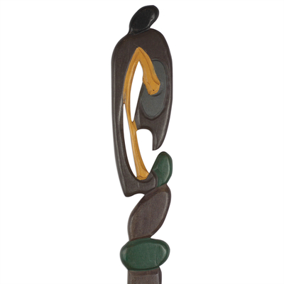Wood wall sculpture, 'Fante Drummer' - Colorful Mansonia Wood Wall Sculpture from Ghana