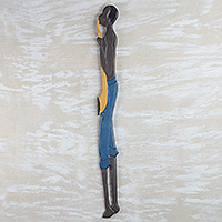Wood wall sculpture, 'African Shepherd Boy' - Wood Wall Sculpture of an African Shepherd Boy from Ghana