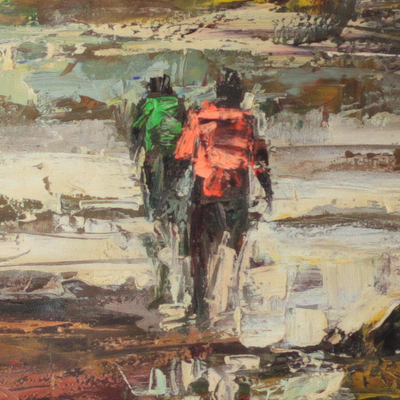 'Countryside' - Signed Painting of People Walking in the Countryside