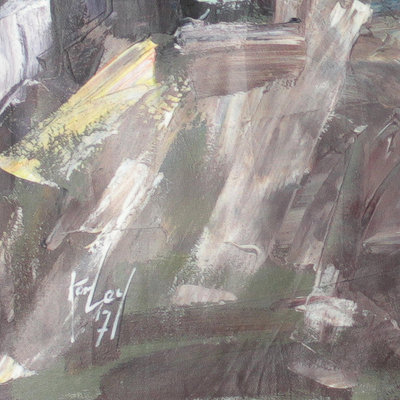 'Slum' - Signed Impressionist Painting of a Slum from Ghana